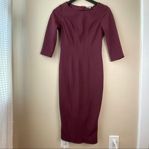 Zac Posen Burgundy Sheath MIDI Dress
